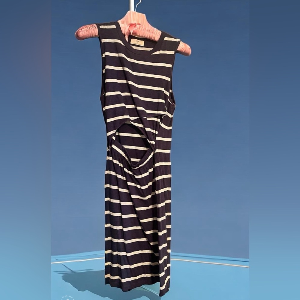 Anthropologie T.La Navy White Striped Twisted Cutout Dress